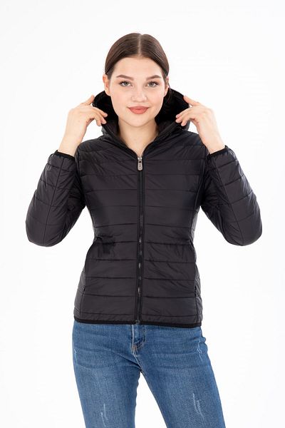 G-FOX Women's Quilted Seasonal Puffer Jacket Fixed Hooded Full Length Zippered 8398