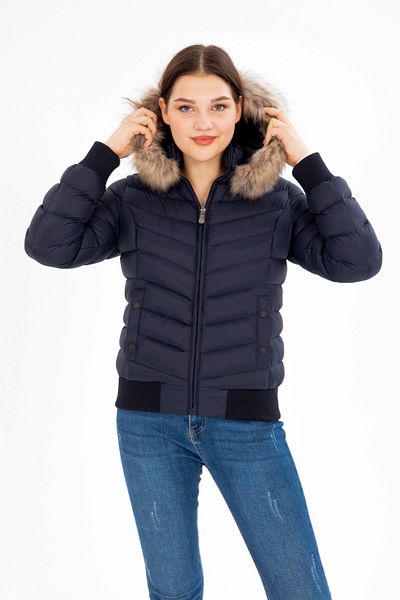 G-FOX Women's Short Removable Fur Hooded Padded Water Repellent Puffer Jacket 8637