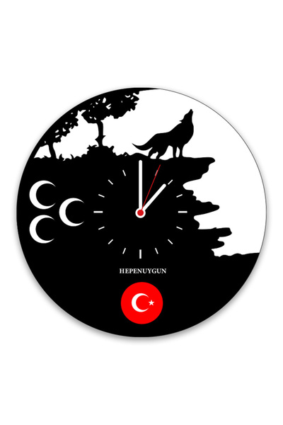 heptex Kişiye Özel Hediyelik Dekoratif Bozkurt Temalı Duvar Saati