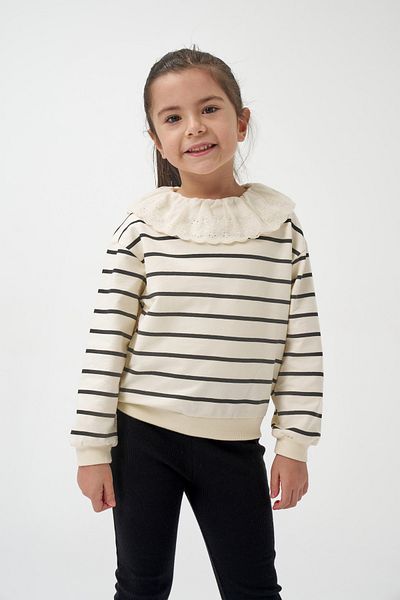 Minipodyum Girl's Crowned Striped Spanish Leg Leggings Double Suit