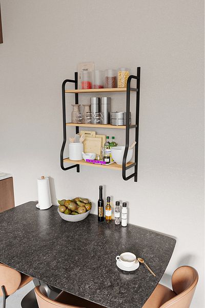 Morpanya Corme Spice Rack Decorative Kitchen Wall Shelf Walnut