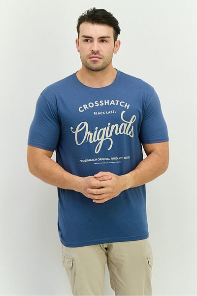 Crosshatch Men 7 Pieces Crew Neck Short Sleeve Graphic Print T-shirts, Navy