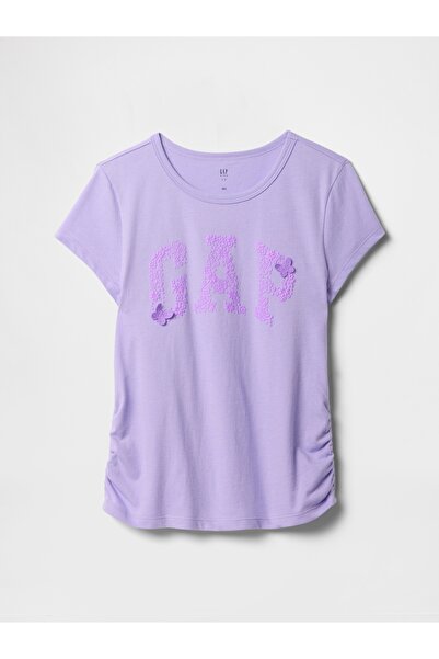 GAP Kız Çocuk Mor Gap Logo T-Shirt