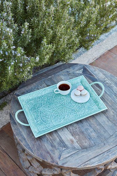 Karaca Home Donna Decorative Tray Water Green 45 cm