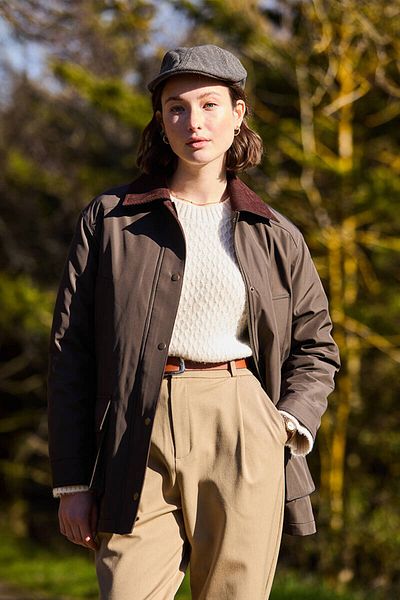 BE BLUE Sale Velvet Collar Gabardin Coat
