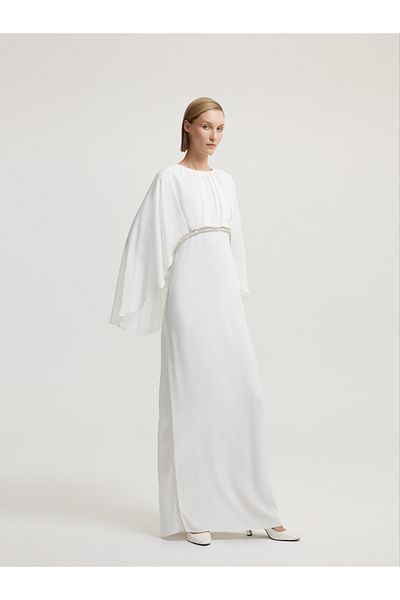 BAQA White Dress with Beadwork Belt