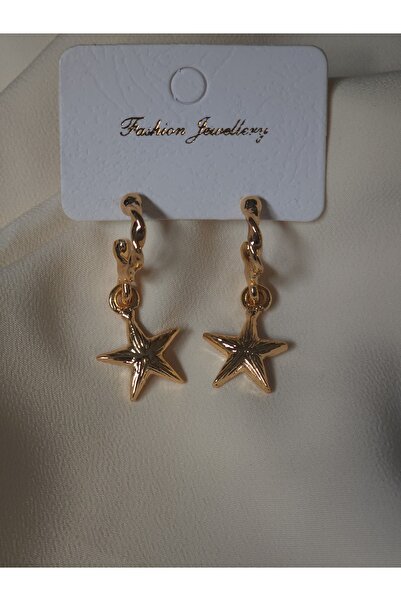 Avcıoğlu Aksesuar Women's Earrings Star Dangle Gold Plated Earrings