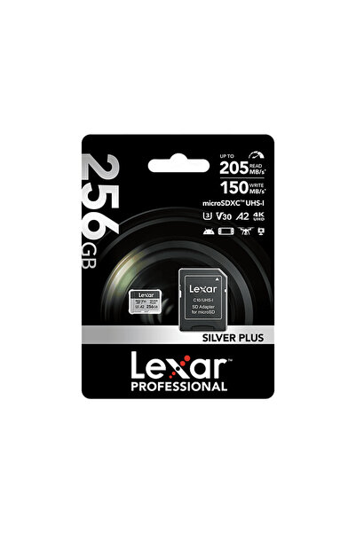 Lexar 256GB Yüksek Performanslı Silver Plus microSDXC UHS-I 205MB/s Okuma 150...
