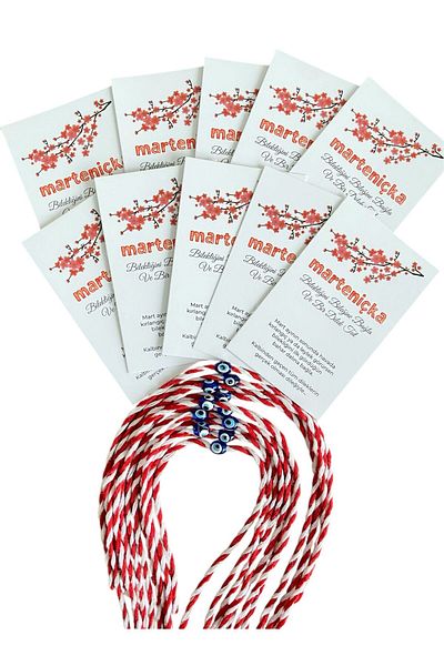 312 KONSEPT 12Pcs Card and Evil Eye Beaded Martenish Yarn Wish Bracelet Set