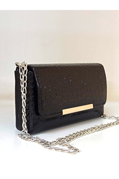 dizaynbag Γυναικεία μαύρη τσάντα ώμου βραδινό φόρεμα από ύφασμα κριγκό με αση...