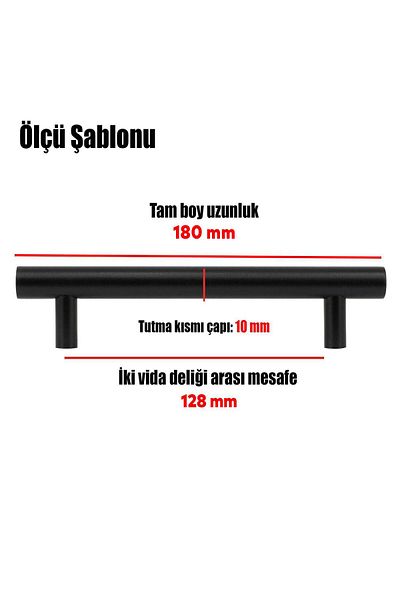Badem10 10 buc. Mobilier cu rozmarin pentru bucătărie, sertar, dulap, mâner, 128 mm, metal negru