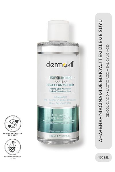 Dermokil Exfoliating Aha Bha Niacinamide Micellar Makeup Cleansing Water 400 ml