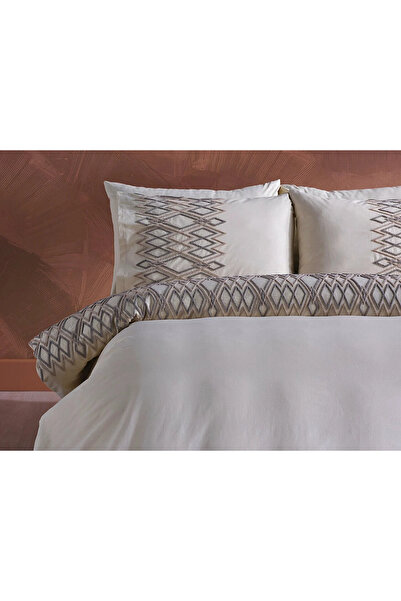 Doqu Home Capitol Nakışlı Nevresim Takımı Çift Kişilik - Krem
