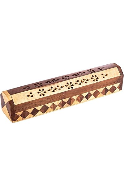 AKDC Wooden Incense Stand L(6cm) xW(30cm) xH(6cm) Brown