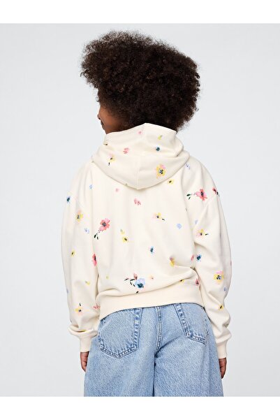 GAP Girl's Off-White Logo Relaxed French Terry Fabric Sweatshirt
