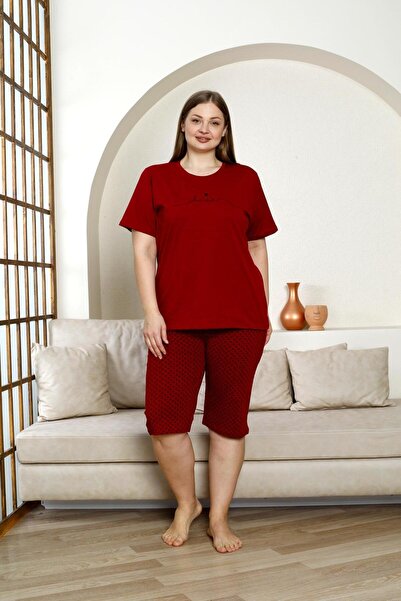 nisaNCa 100% Cotton Large Size Short Sleeve Capri Women's Pajamas Set