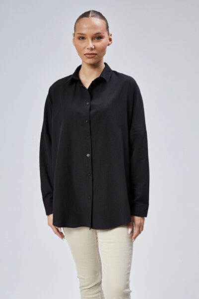 EMMAS CLOTHİNG Дамска широка черна дамска риза за нов сезон