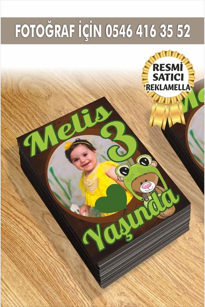 reklamatolye Kişiye Özel Resimli Doğum Günü Magneti Ayıcık Temalı 7x5 Cm 10 Adet