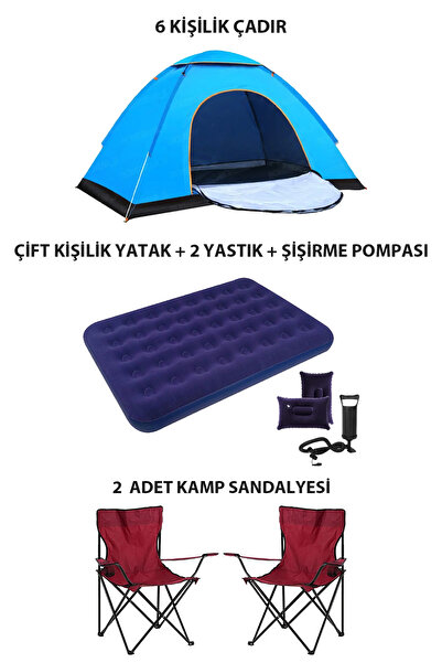 Onetick Lüx Kamp Tatil Seti Çadır 2 Adet Sandalye Yatak Yastık