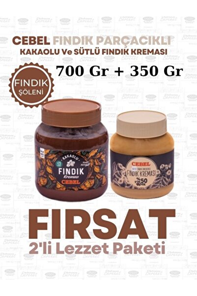 Cebel Fındık Parçacıklı Kakaolu Fındık Kreması 700 gr (KAVANOZ) %23 350 gr Sü...