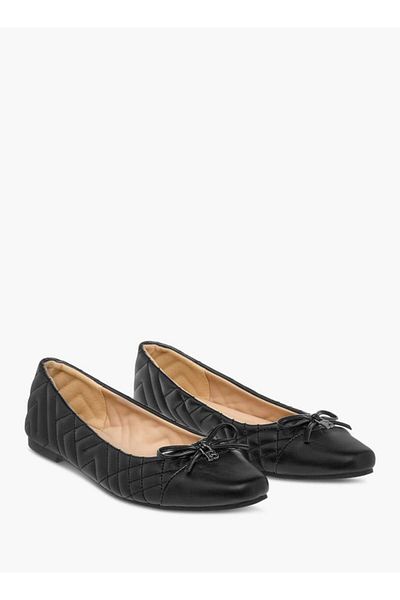 Flora Bella by Shoexpress Flora Bella Stitch Detail Slip-On Ballerina Shoes with Bow Detail