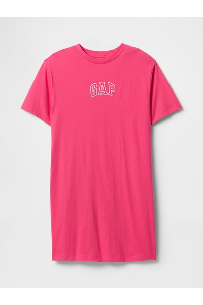 GAP Kadın Pembe Logo Relaxed T-Shirt Elbise