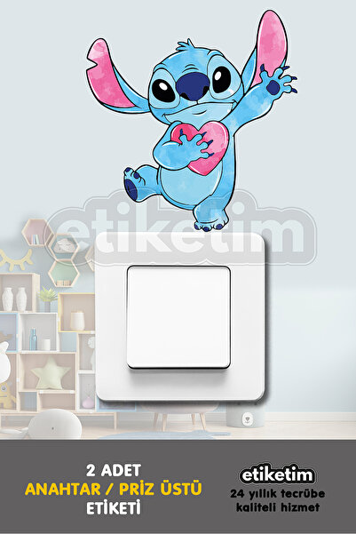 ETİKETİM Priz Etiketi Stitch Dekoratif Sticker 2'li Paket