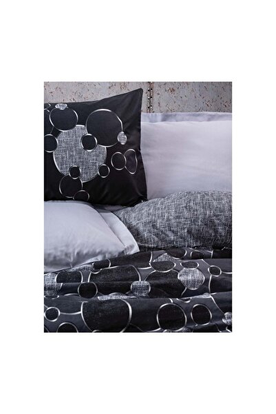 Cotton Box Dark Ranforce Double Duvet Cover Set-Round Gray