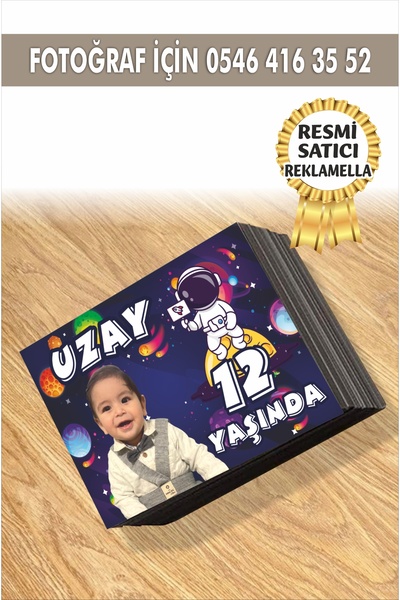 reklamatolye Kişiye Özel Resimli Doğum Günü Magneti Uzay Temalı 7x5 Cm 10 Adet