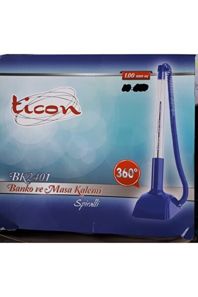 Ticon Masa Üstü Spiralli Tükenmez Kalem Mavi 10 Adetli Paket