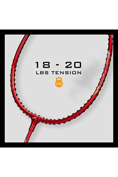 Hundred Powertek 200 PRO Badminton Racquet | Dark Red | G5 Grip | Aluminium | 95g, 18-20lbs | Head Cover