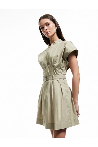 Koton Mini Prevailing Collar Button Sleeveless Shirt Dress