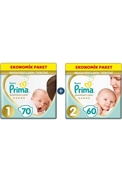 Prima Premium Care Bebek Bezi Beden:1 Beden:2 130 Adet Yeni Doğan Seti Ekonomik Pk