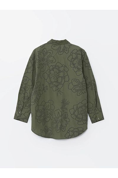 LC Waikiki Lcw Modest Floral Oversize Poplin Women's Shirt Tunic