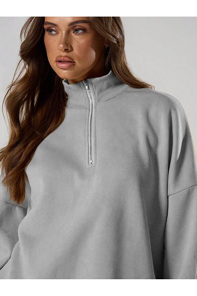 BayBayan Women's Half Zip New Basic Pullover Sweatshirt