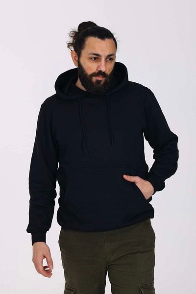 Tam12den Home Μαύρο ανδρικό φούτερ - Regular Fit με κουκούλα και φλις