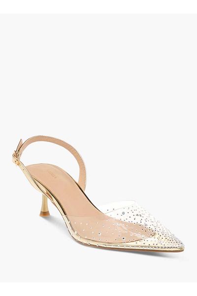 Flora Bella by Shoexpress Flora Bella Embellished Pumps with Flared Heels and Buckle Closure