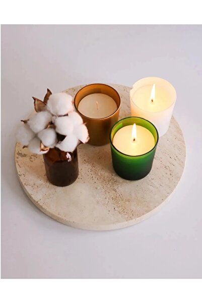 Modestmar Round Decorative 40 cm Travertine Marble Presentation Tray 40Cmx40Cm