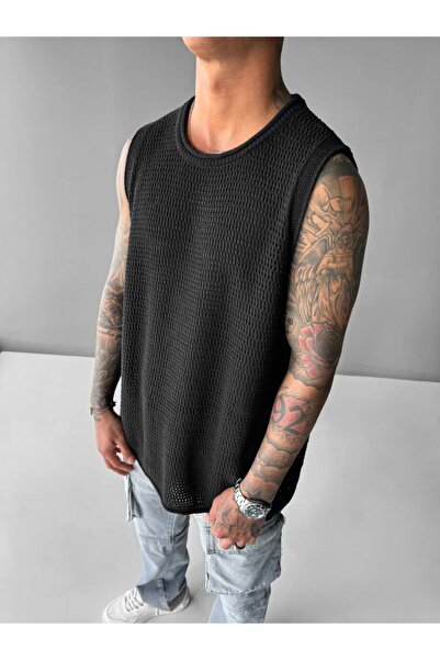 elkumoda تي شيرت قطني كبير الحجم قابل للتنفس بدون أكمام، قميص شبكي مقاوم للعر...