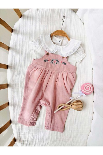 NUNU BABY Stacie Floral Embroidered Salopet Suit