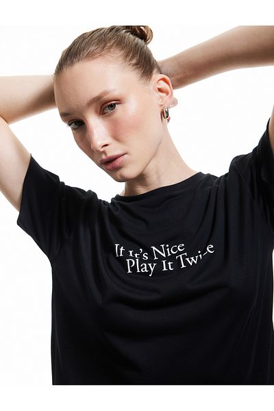 Koton Modal Fabric Crew Neck Short Sleeve Printed Sports T-Shirt