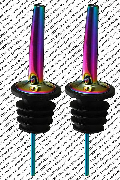 TheBRo 2Pcs Rainbow Stainless Steel Bottle Pourer - Bottle Stopper / Multicolor