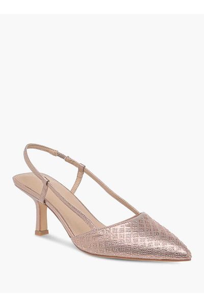 Flora Bella by Shoexpress Flora Bella Textured Slingback Sandals with Kitten Heels