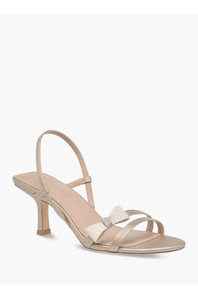 Flora Bella by Shoexpress Flora Bella Bow Applique Slingback Sandals with Flared Heel