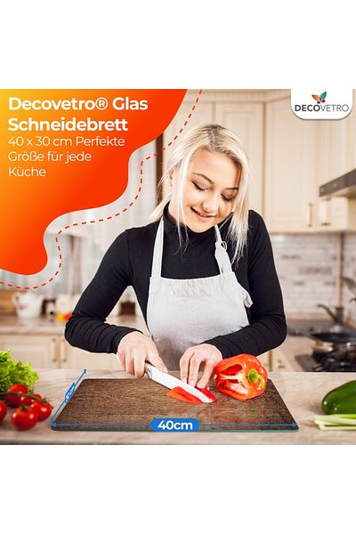 Decovetro Schneidebrett Glas |40x30cm | Glasschneidebrett | Leicht zu reinigen
