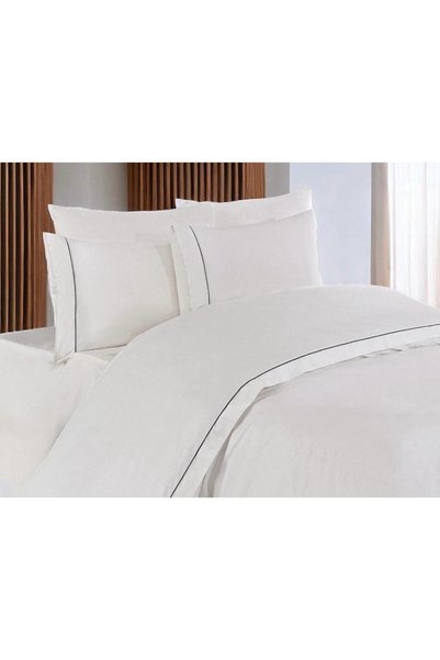 Butikhome by Egemar Crown Modern Navy Blue Piped Off-White Duvet Cover Set Striped Luxury Hotel Type and Boat Duvet Cover