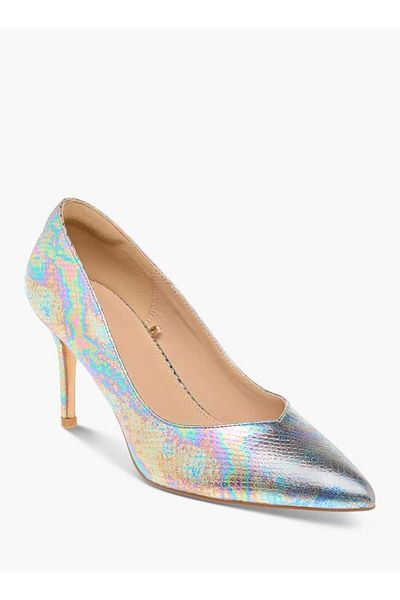 Flora Bella by Shoexpress Flora Bella Iridescent Pointed Toe Pumps with Stiletto Heels