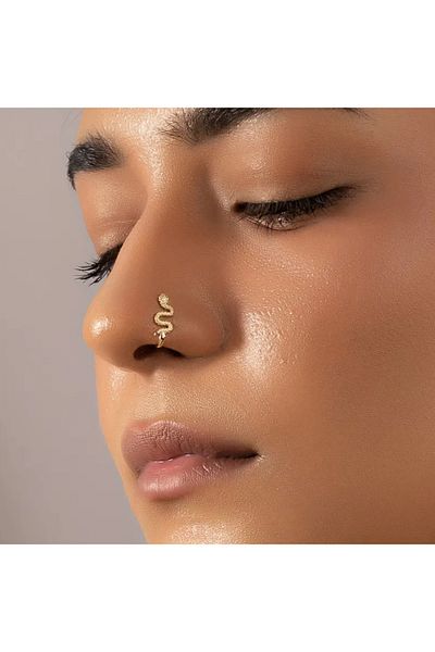 Beauty Box Gold Snake Design Nose Clip Minimalist No Piercing Required