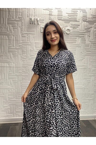 My Destino Φόρεμα πουκάμισο με κοντό μανίκι με floral στάμπα Midi μήκους