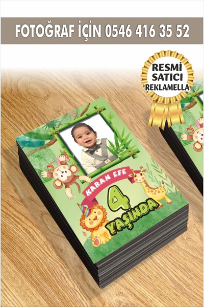 reklamatolye Kişiye Özel Resimli Doğum Günü Magneti Safari Temalı 7x5 Cm 10 Adet